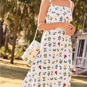 Ann Taylor braided rope handle floral bag